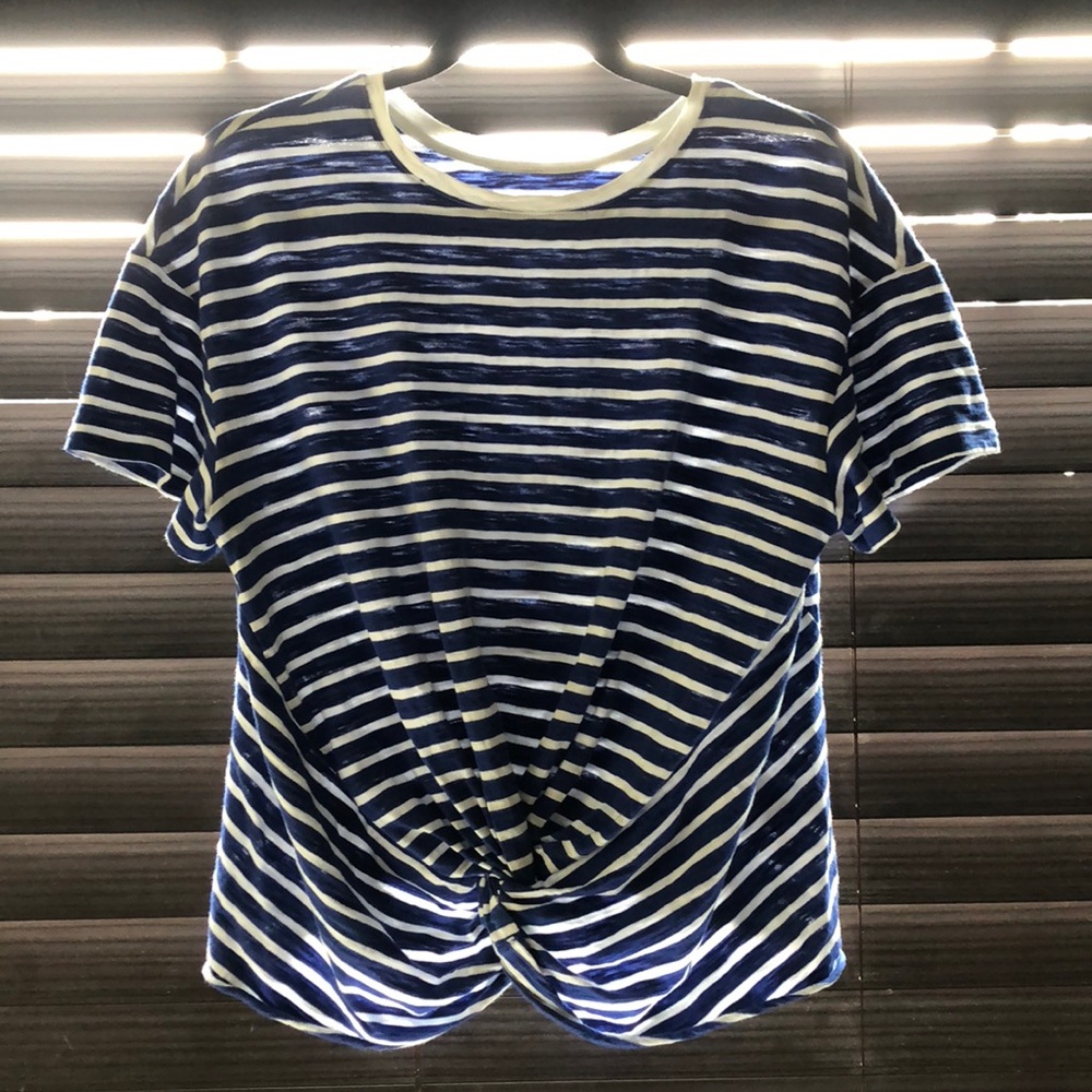 A New Day Blue & White Cinch Top